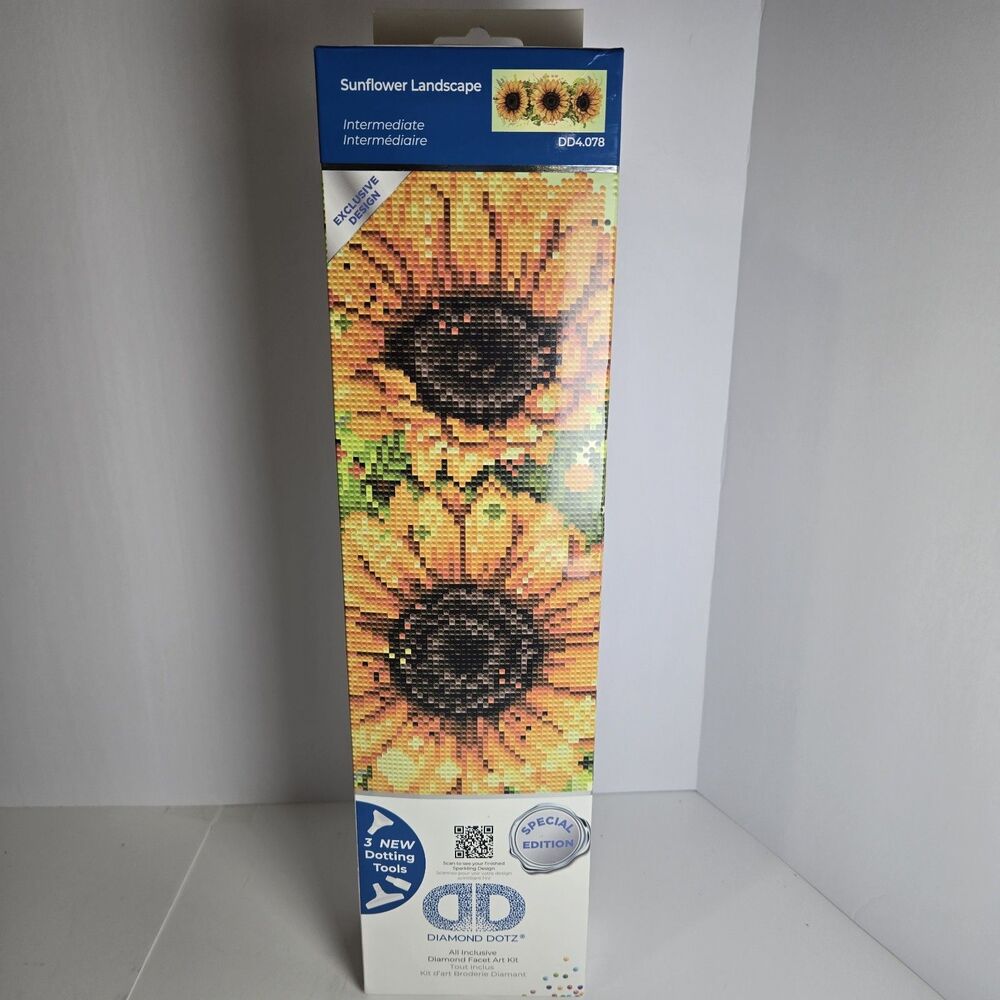 DIAMOND DOTZ Sunflower Landscape Diamond Painting Art Kit 21" x 10"